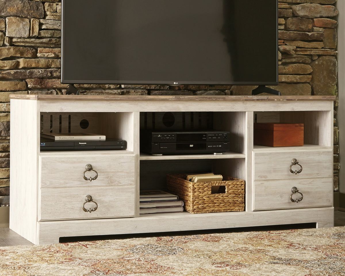 Furniture City Laplace - Ashley Furniture - Willowton 3-Piece Entertainment Center - 3-Piece Entertainment Center / Whitewash - W267W16