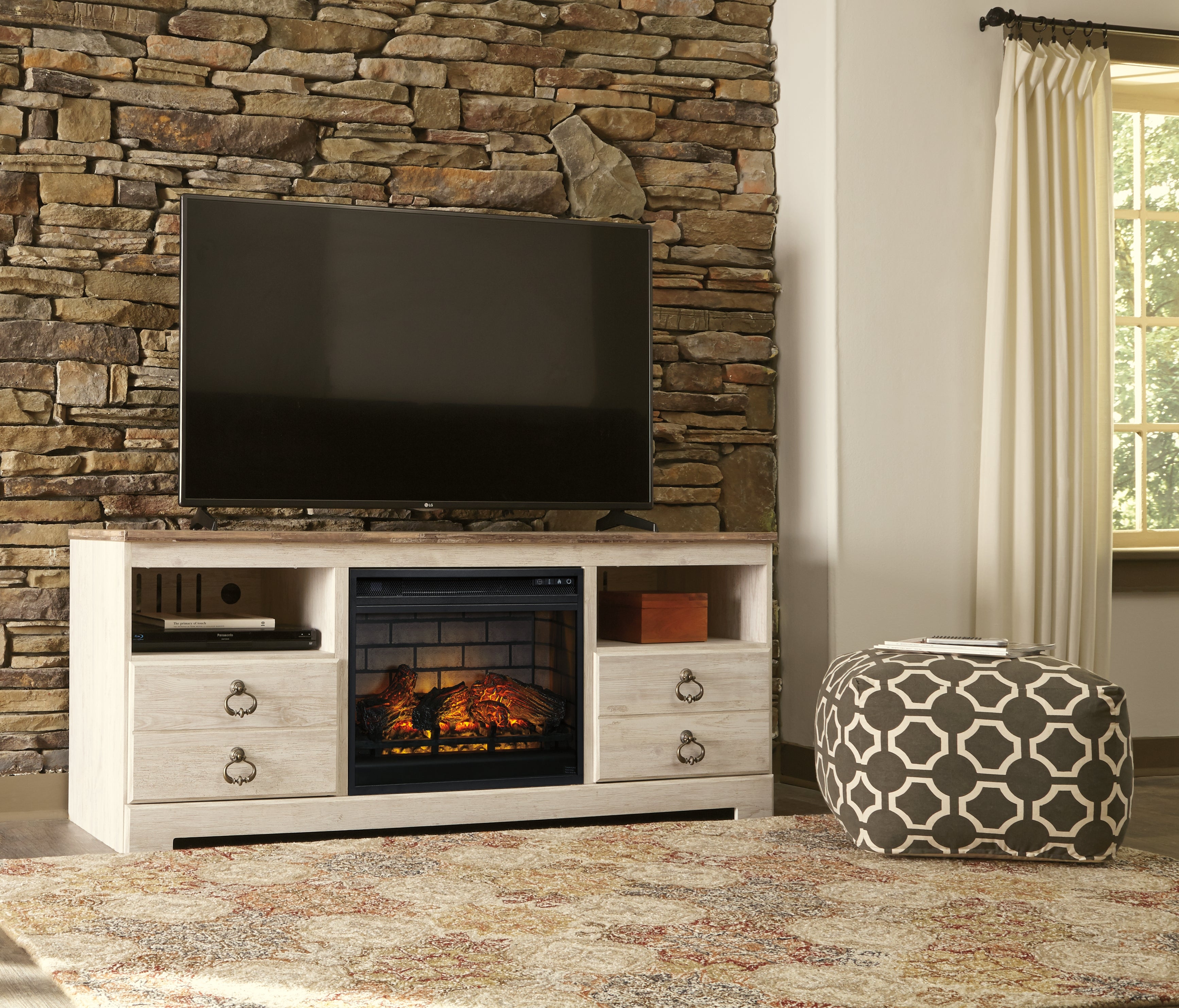 Furniture City Laplace - Ashley Furniture - Willowton TV Stand - 64" / Whitewash - W267-68