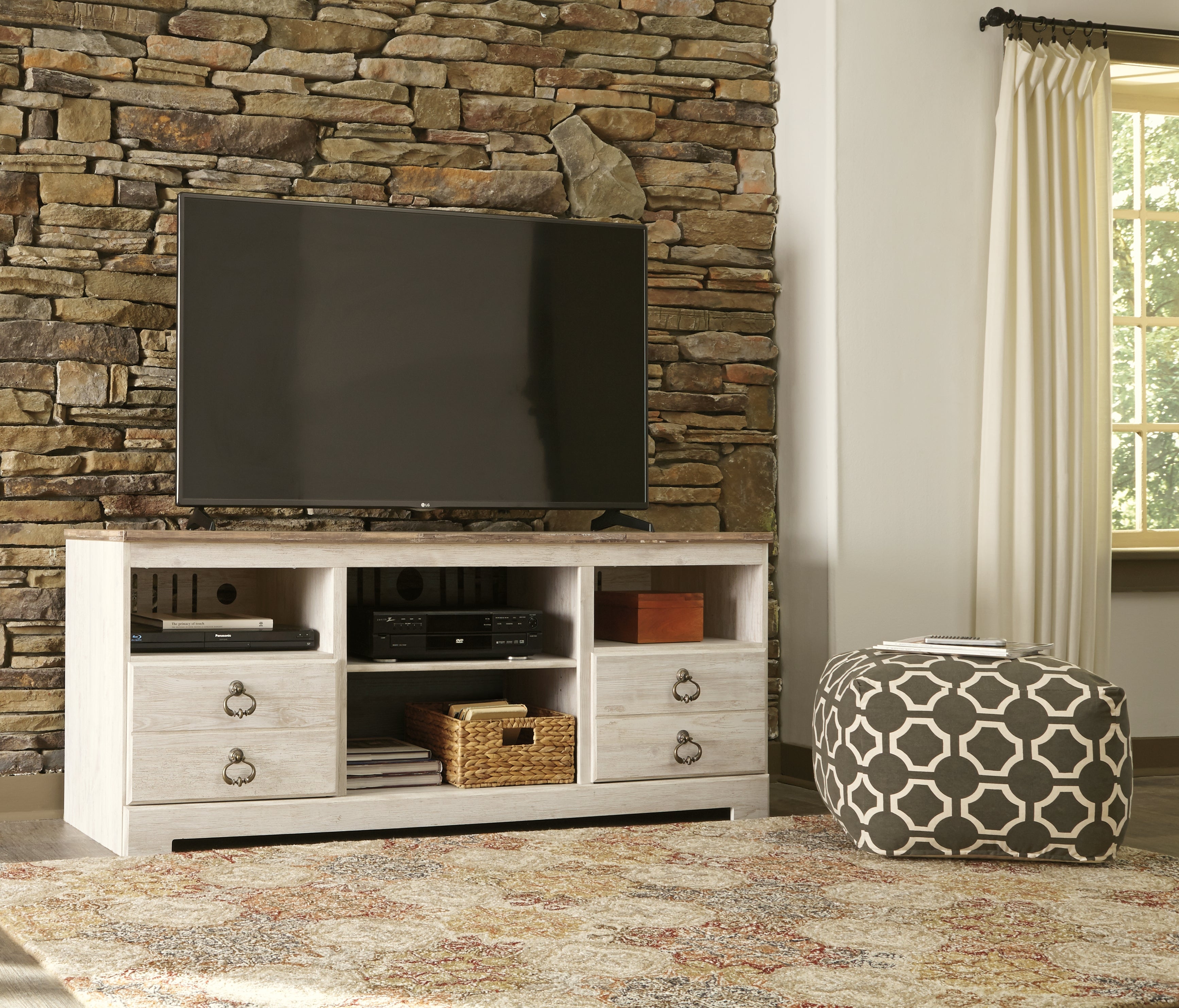 Furniture City Laplace - Ashley Furniture - Willowton TV Stand - 64" / Whitewash - W267-68