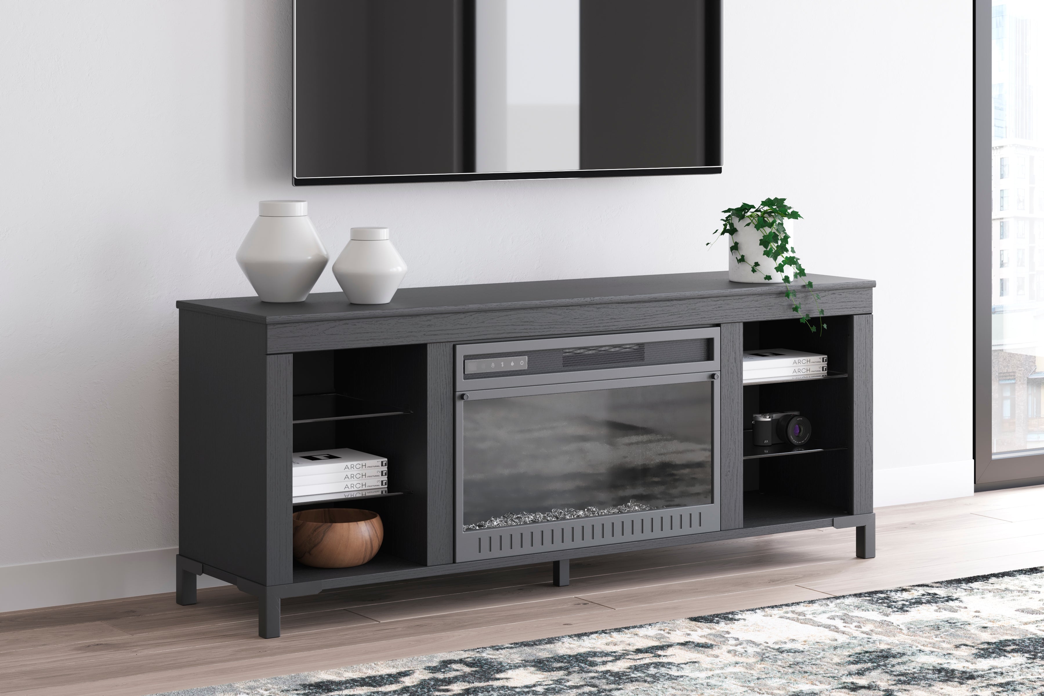 Furniture City Laplace - Ashley Furniture - Cayberry 60" TV Stand with Electric Fireplace - 60" with Electric Fireplace - W2721-168