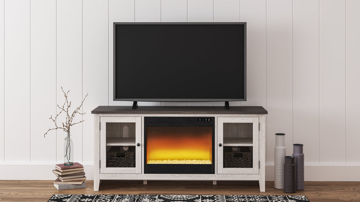Furniture City Laplace - Ashley Furniture - Dorrinson 60" TV Stand with Electric Fireplace - 60" TV Stand with Electric Fireplace / Two-tone - W287W2