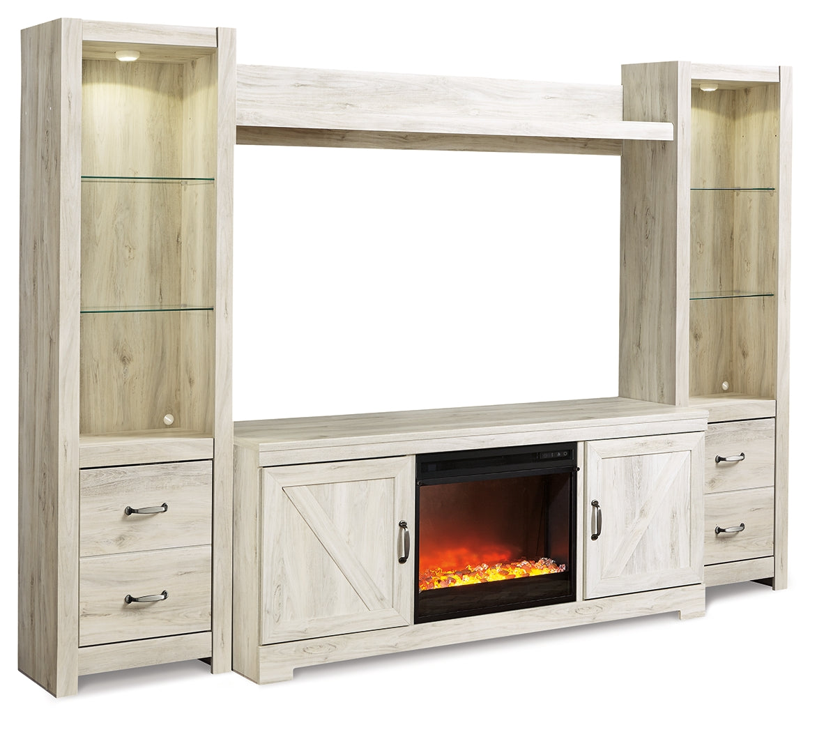 Furniture City Laplace - Ashley Furniture - Bellaby 4-Piece Entertainment Center with Fireplace - 4-Piece Entertainment Center with Fireplace / Whitewash - W331W5