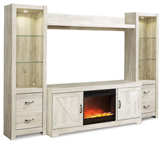 Furniture City Laplace - Ashley Furniture - Bellaby 4-Piece Entertainment Center with Fireplace - 4-Piece Entertainment Center with Fireplace / Whitewash - W331W5