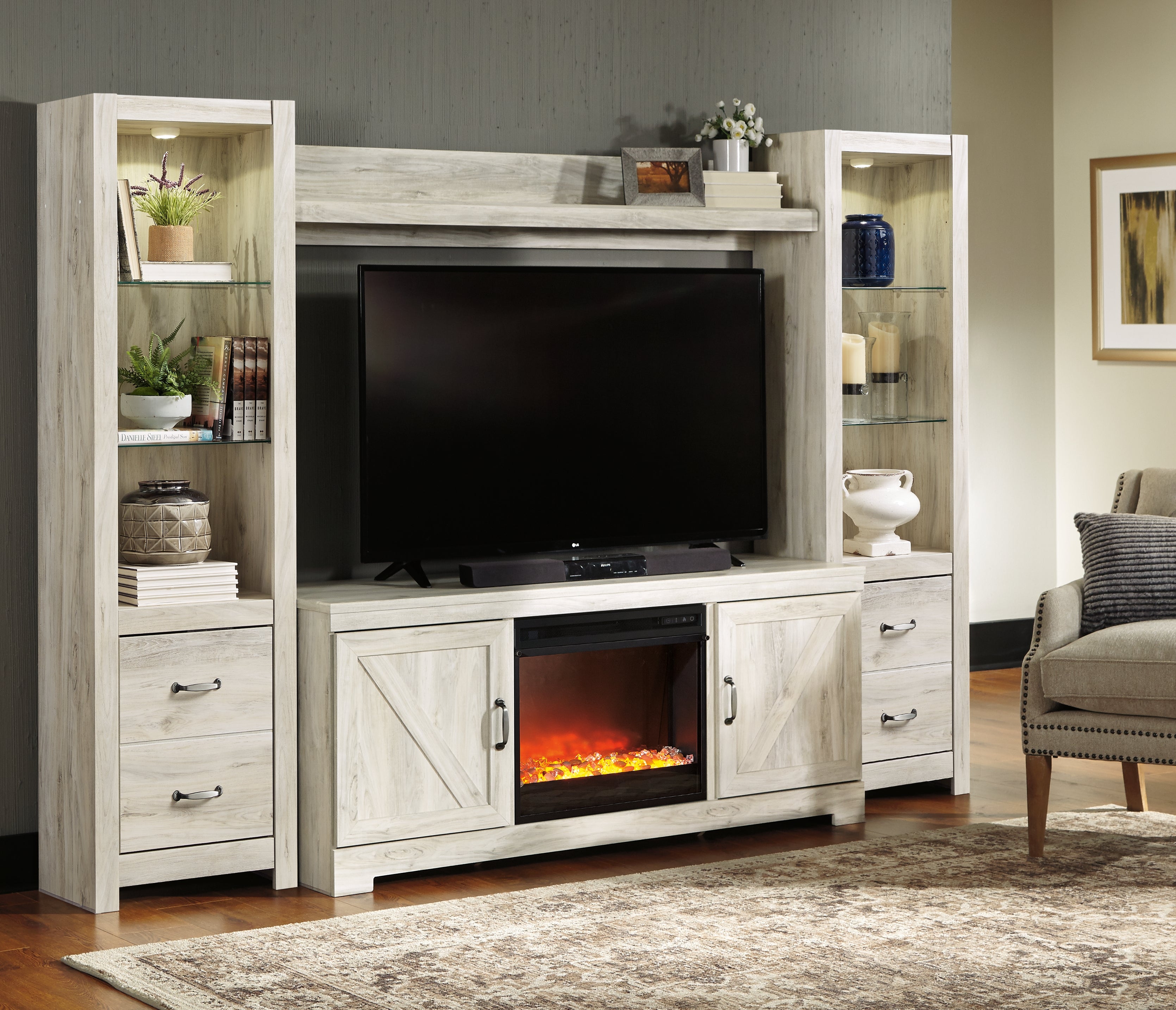 Furniture City Laplace - Ashley Furniture - Bellaby 4-Piece Entertainment Center with Fireplace - 4-Piece Entertainment Center with Fireplace - W331W5