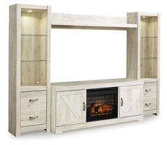 Furniture City Laplace - Ashley Furniture - Bellaby 4-Piece Entertainment Center with Electric Fireplace - 4-Piece Entertainment Center with Electric Fireplace / Whitewash - W331W8