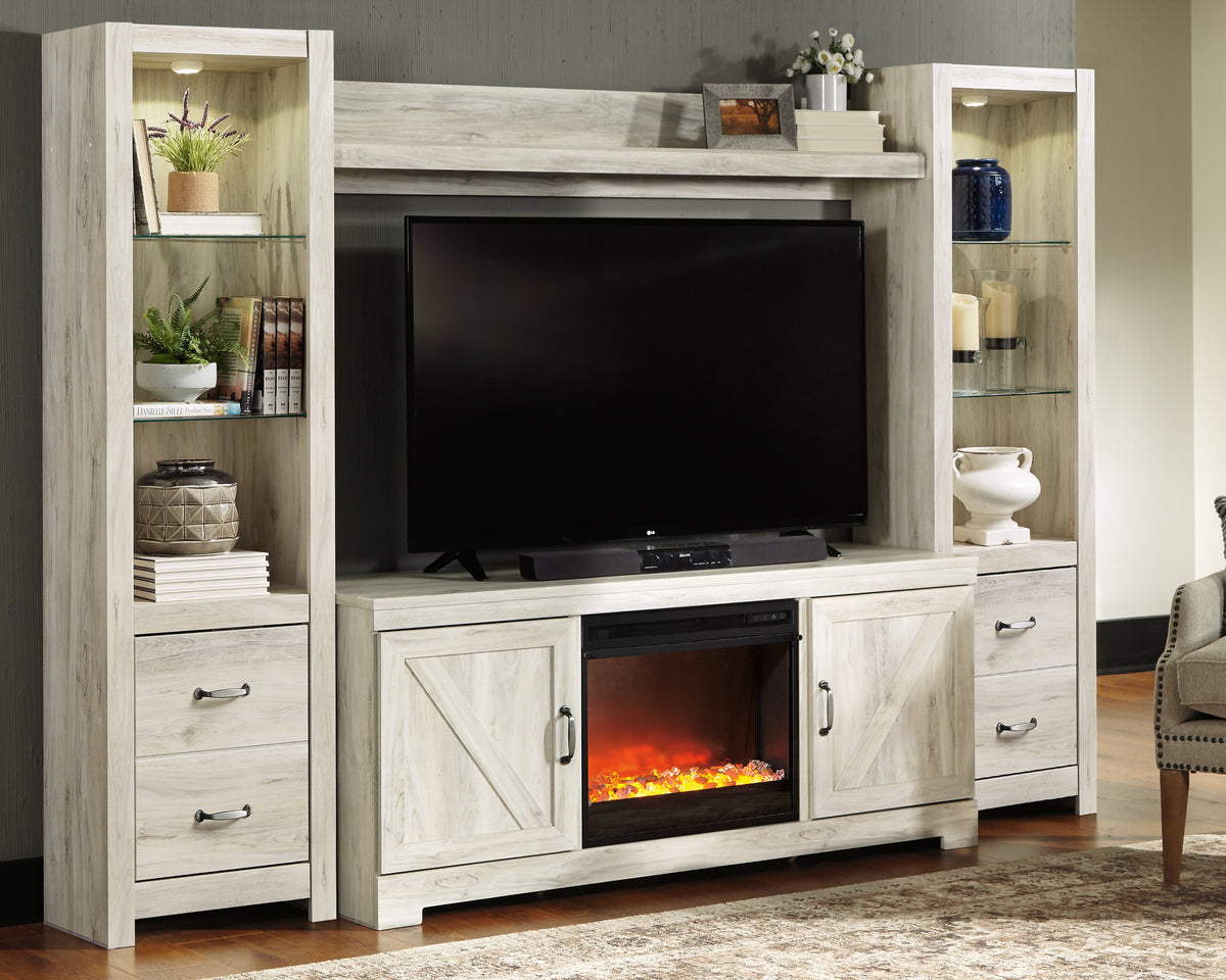 Furniture City Laplace - Ashley Furniture - Bellaby 4-Piece Entertainment Center with Fireplace - 4-Piece Entertainment Center with Fireplace / Whitewash - W331W5