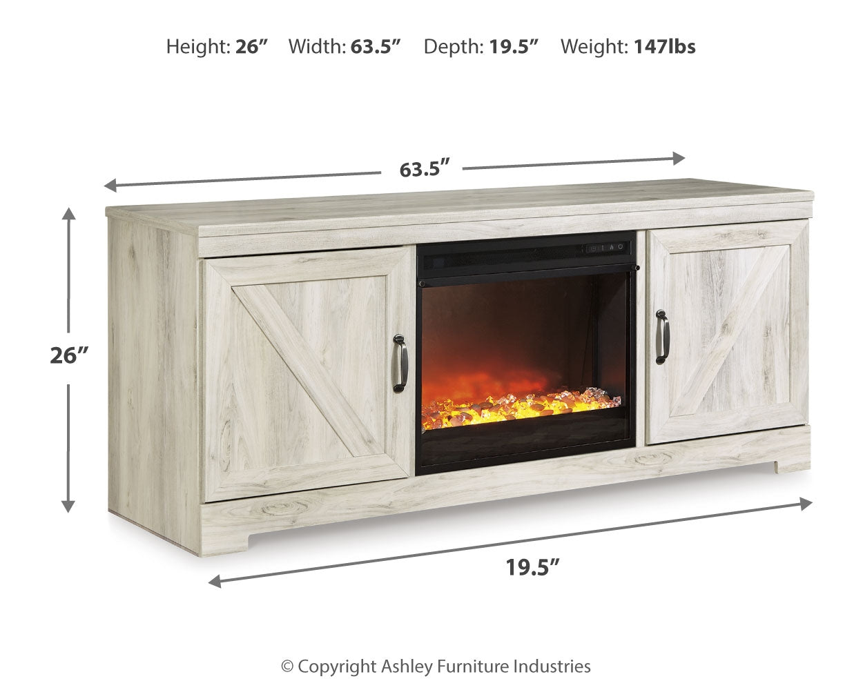 Furniture City Laplace - Ashley Furniture - Bellaby 63" TV Stand with Fireplace - 63" TV Stand with Fireplace - W331W4
