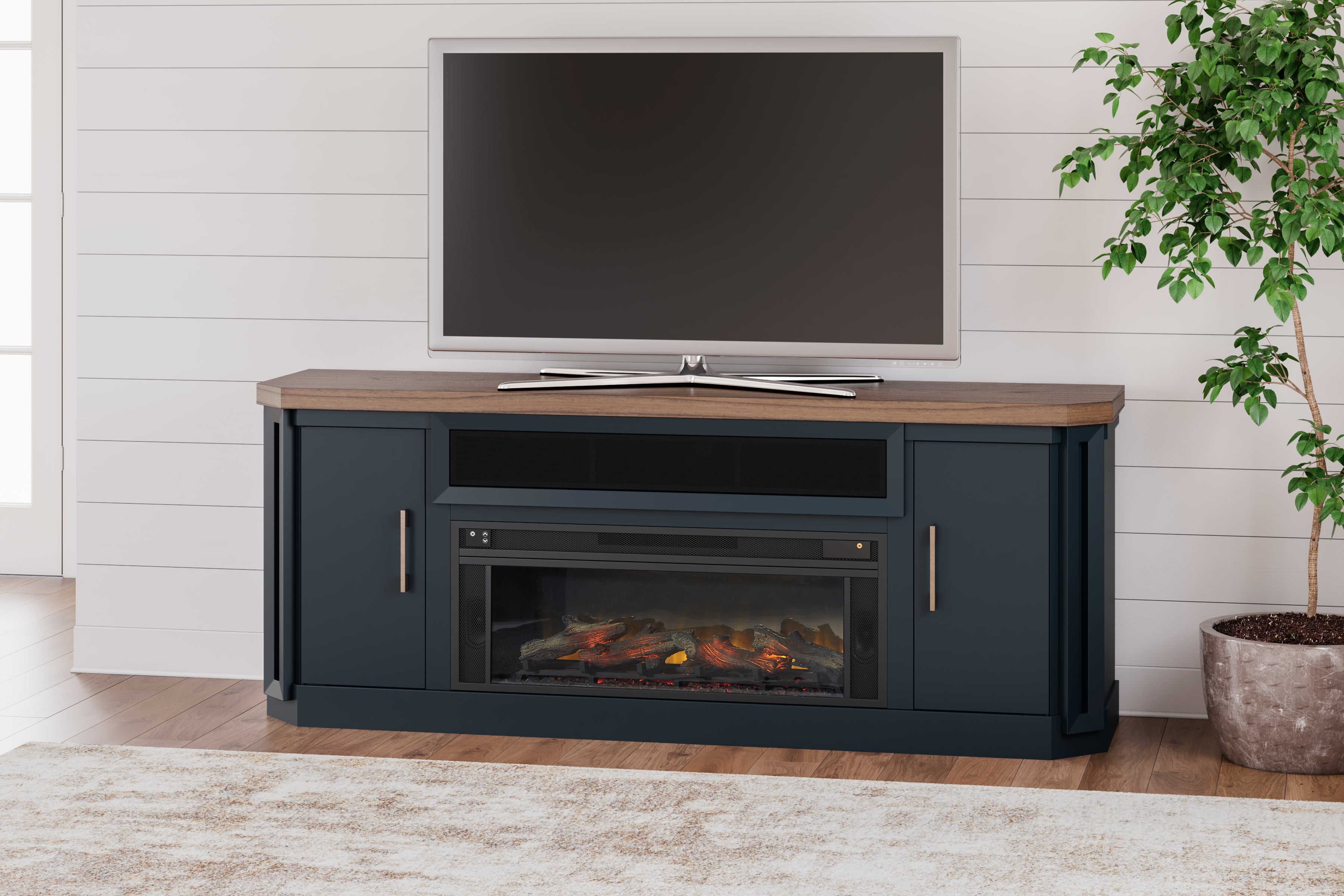 Furniture City Laplace - Ashley Furniture - Landocken 83" TV Stand - 83" / Brown/Blue - W402-68