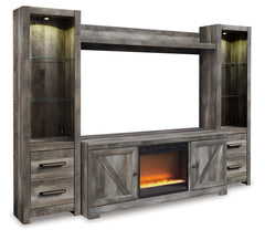 Furniture City Laplace - Ashley Furniture - Wynnlow 4-Piece Entertainment Center with Electric Fireplace - 4-Piece Entertainment Center with Electric Fireplace / Gray - W440W5