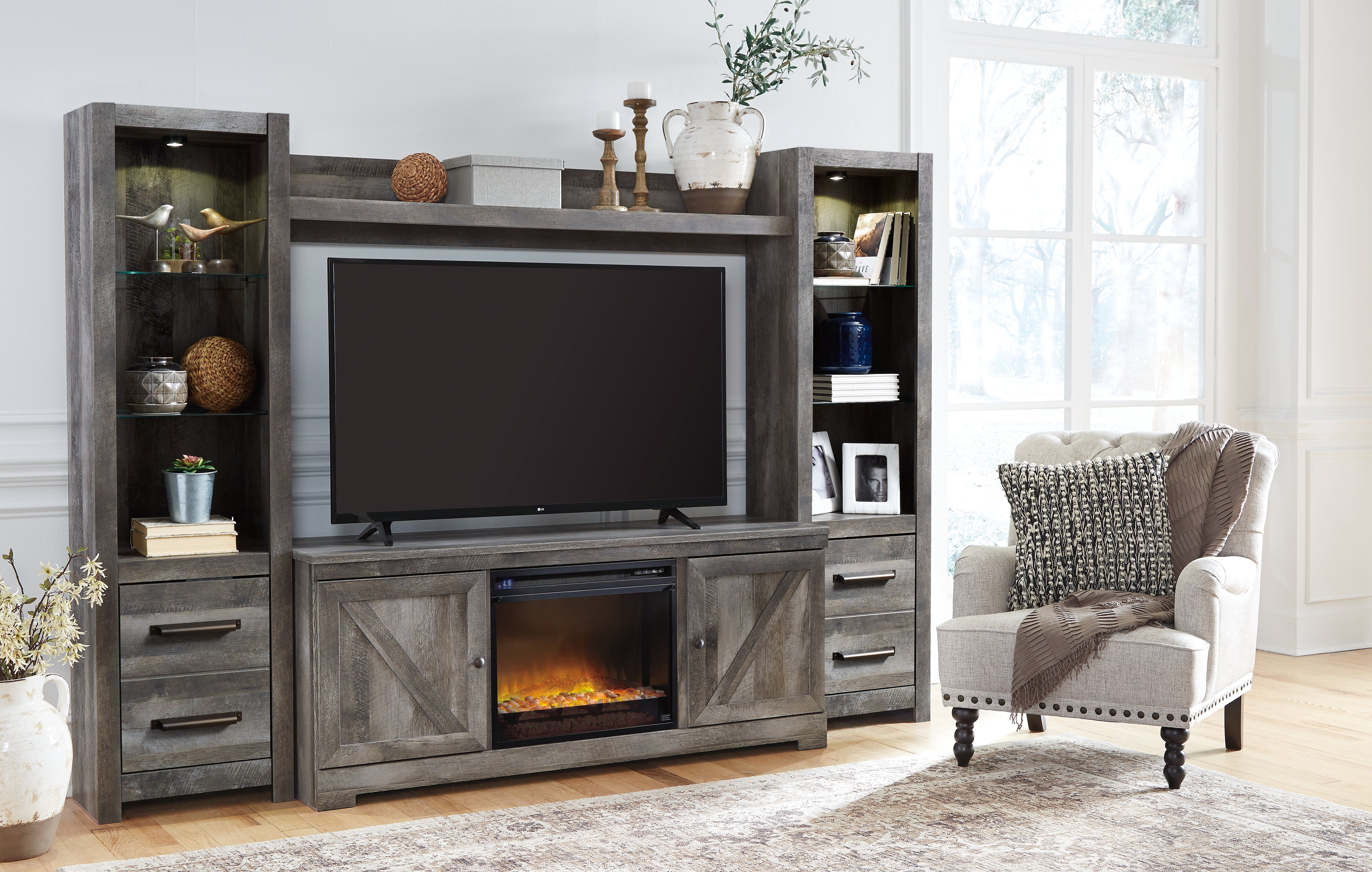 Furniture City Laplace - Ashley Furniture - Wynnlow 4-Piece Entertainment Center with Electric Fireplace - 4-Piece Entertainment Center with Electric Fireplace - W440W5