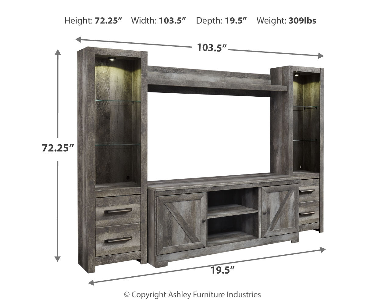 Furniture City Laplace - Ashley Furniture - Wynnlow Entertainment Center - 4-Piece Entertainment Center - W440W2