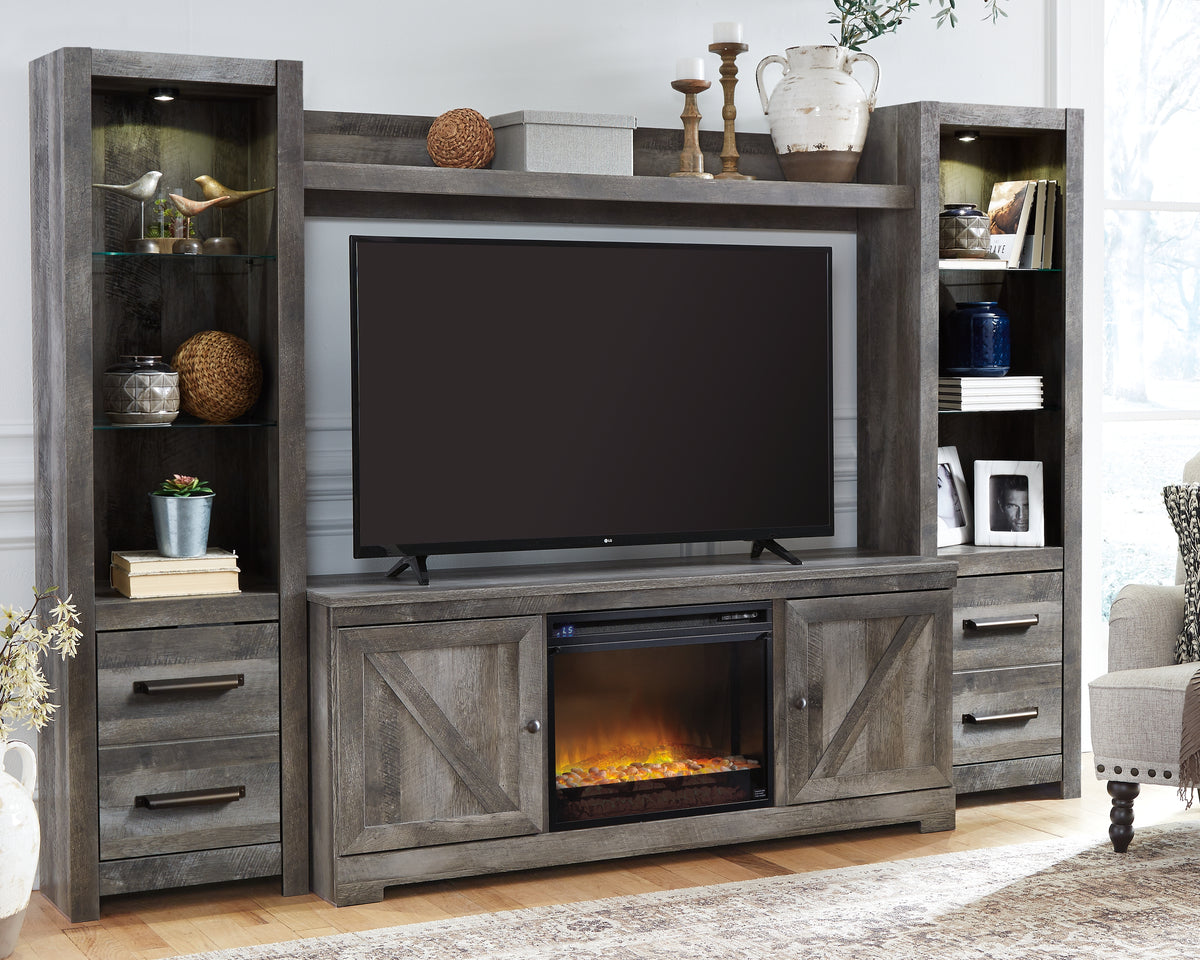 Furniture City Laplace - Ashley Furniture - Wynnlow 4-Piece Entertainment Center with Electric Fireplace - 4-Piece Entertainment Center with Electric Fireplace / Gray - W440W5