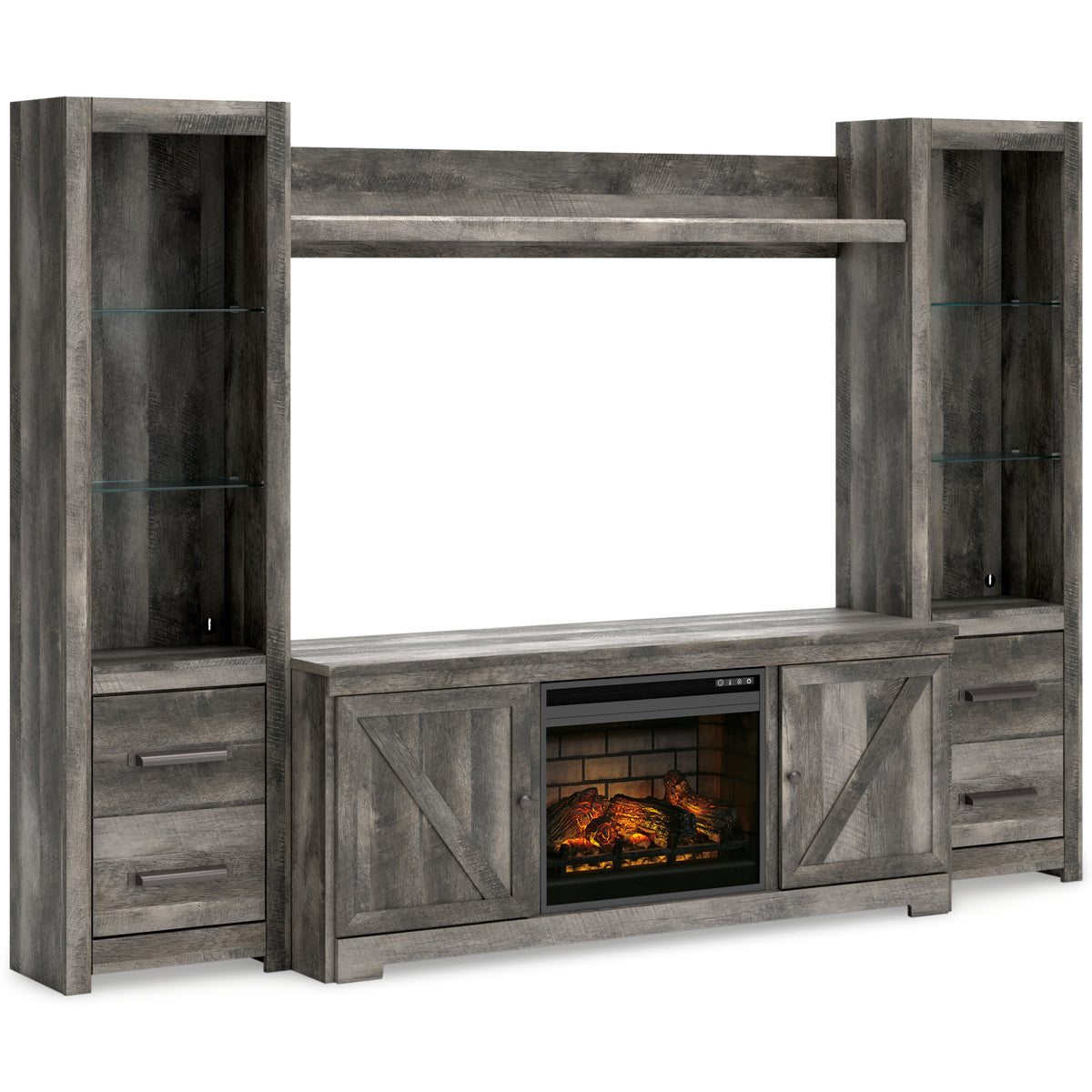 Furniture City Laplace - Ashley Furniture - Wynnlow 4-Piece Entertainment Center with Electric Fireplace - 4-Piece Entertainment Center with Electric Fireplace / Gray - W440W8