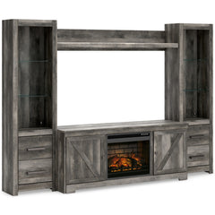 Furniture City Laplace - Ashley Furniture - Wynnlow 4-Piece Entertainment Center with Electric Fireplace - 4-Piece Entertainment Center with Electric Fireplace / Gray - W440W8