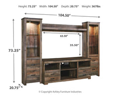 Furniture City Laplace - Ashley Furniture - Trinell Entertainment Center - Bridge / Brown - W446-27