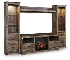 Furniture City Laplace - Ashley Furniture - Trinell 4-Piece Entertainment Center with Electric Fireplace - 4-Piece Entertainment Center with Electric Fireplace / Brown - W446W8