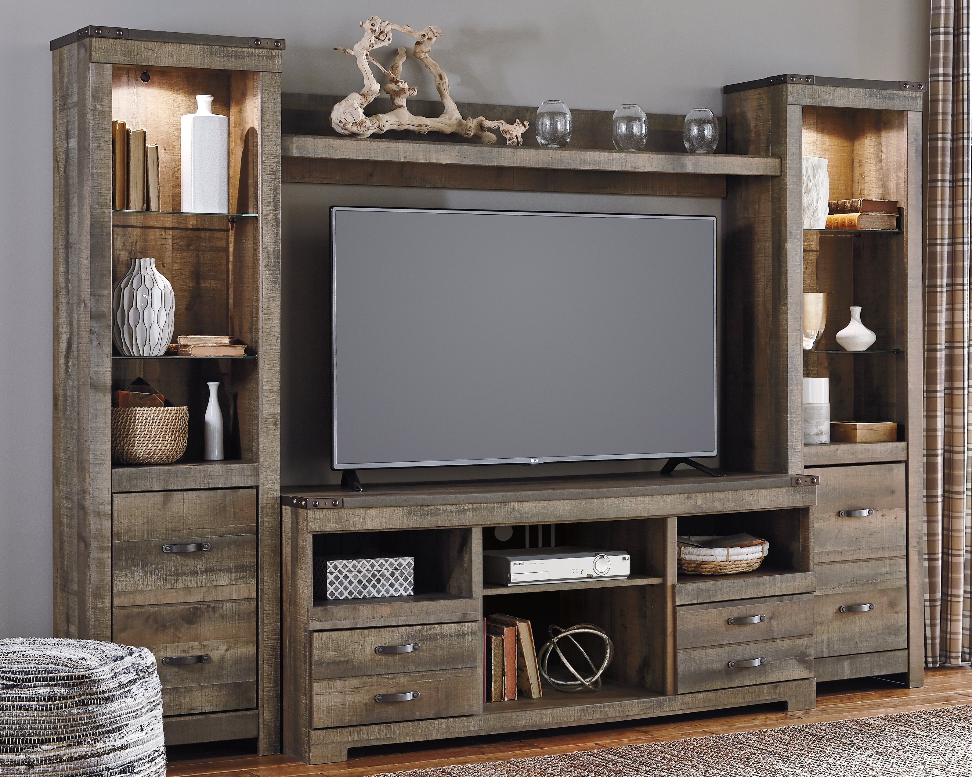 Furniture City Laplace - Ashley Furniture - Trinell Entertainment Center - Bridge / Brown - W446-27