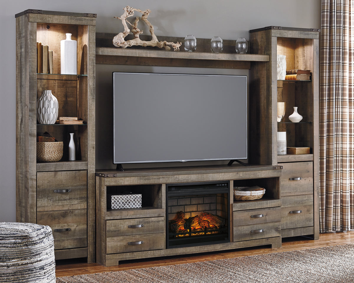 Furniture City Laplace - Ashley Furniture - Trinell 4-Piece Entertainment Center with Electric Fireplace - 4-Piece Entertainment Center with Electric Fireplace / Brown - W446W8