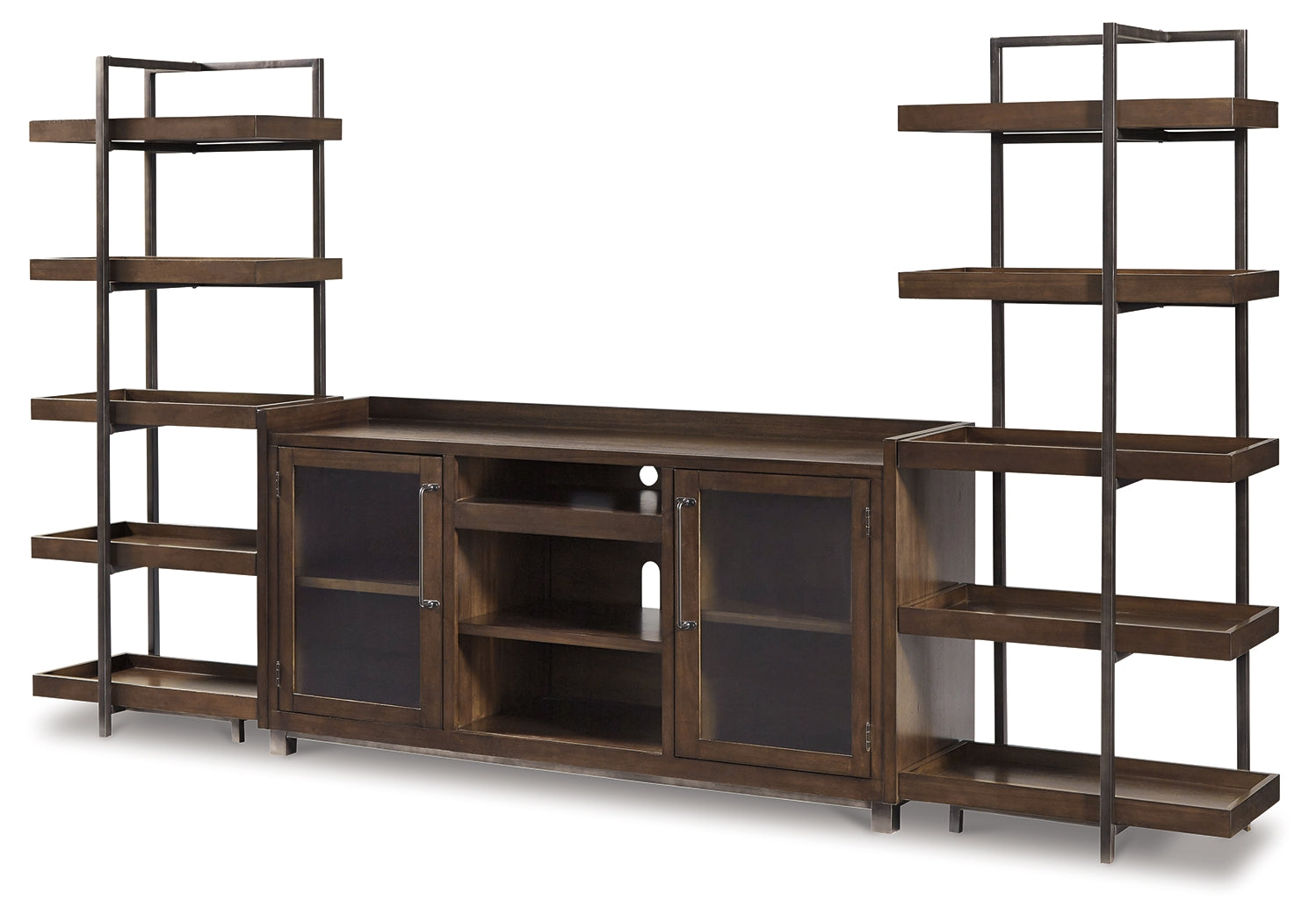 Furniture City Laplace - Ashley Furniture - Starmore Entertainment Center - 3-Piece Entertainment Center / Brown/Gunmetal - W633W1