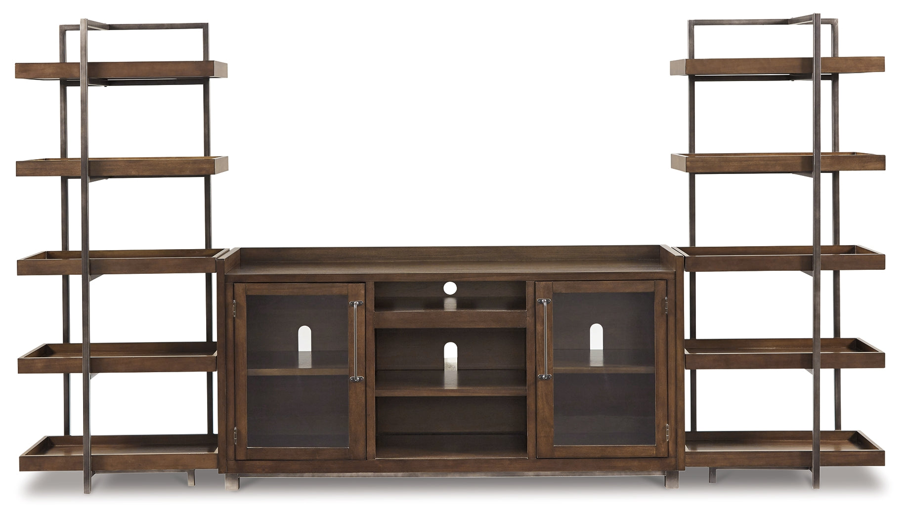 Furniture City Laplace - Ashley Furniture - Starmore Entertainment Center - 3-Piece Entertainment Center / Brown/Gunmetal - W633W1
