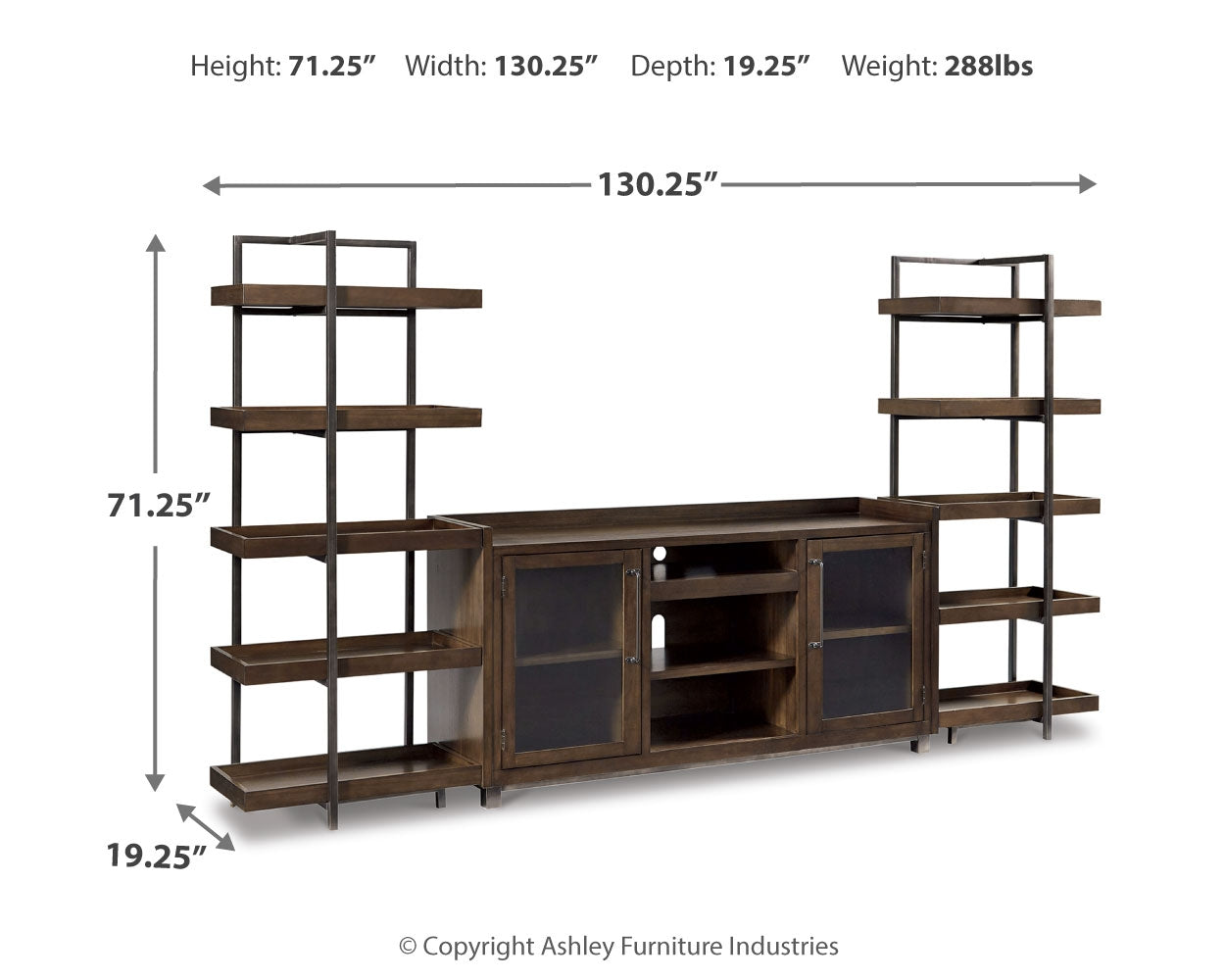 Furniture City Laplace - Ashley Furniture - Starmore Entertainment Center - 3-Piece Entertainment Center / Brown/Gunmetal - W633W1