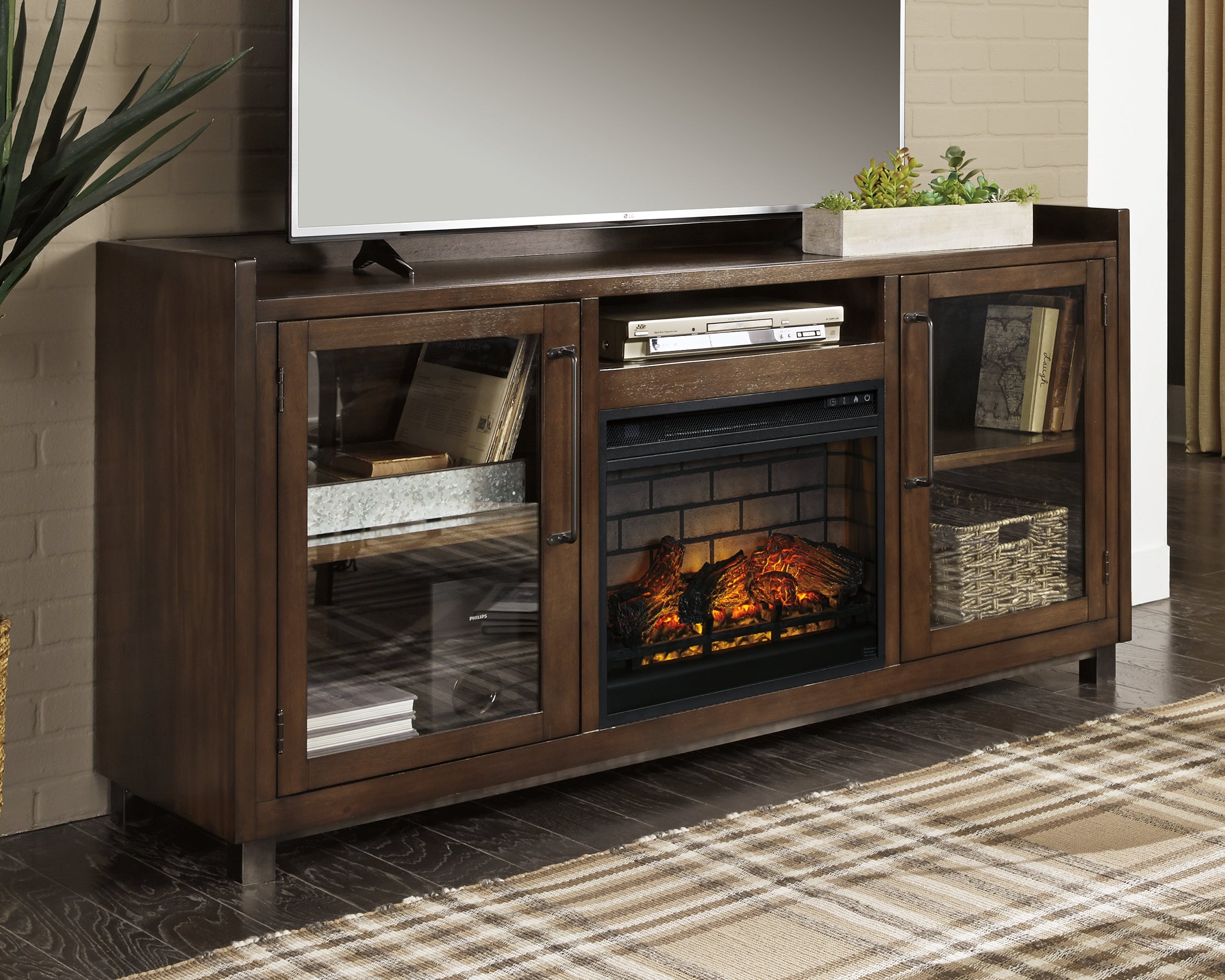 Furniture City Laplace - Ashley Furniture - Starmore 70" TV Stand with Electric Fireplace - 70" TV Stand with Electric Fireplace / Brown - W633W5