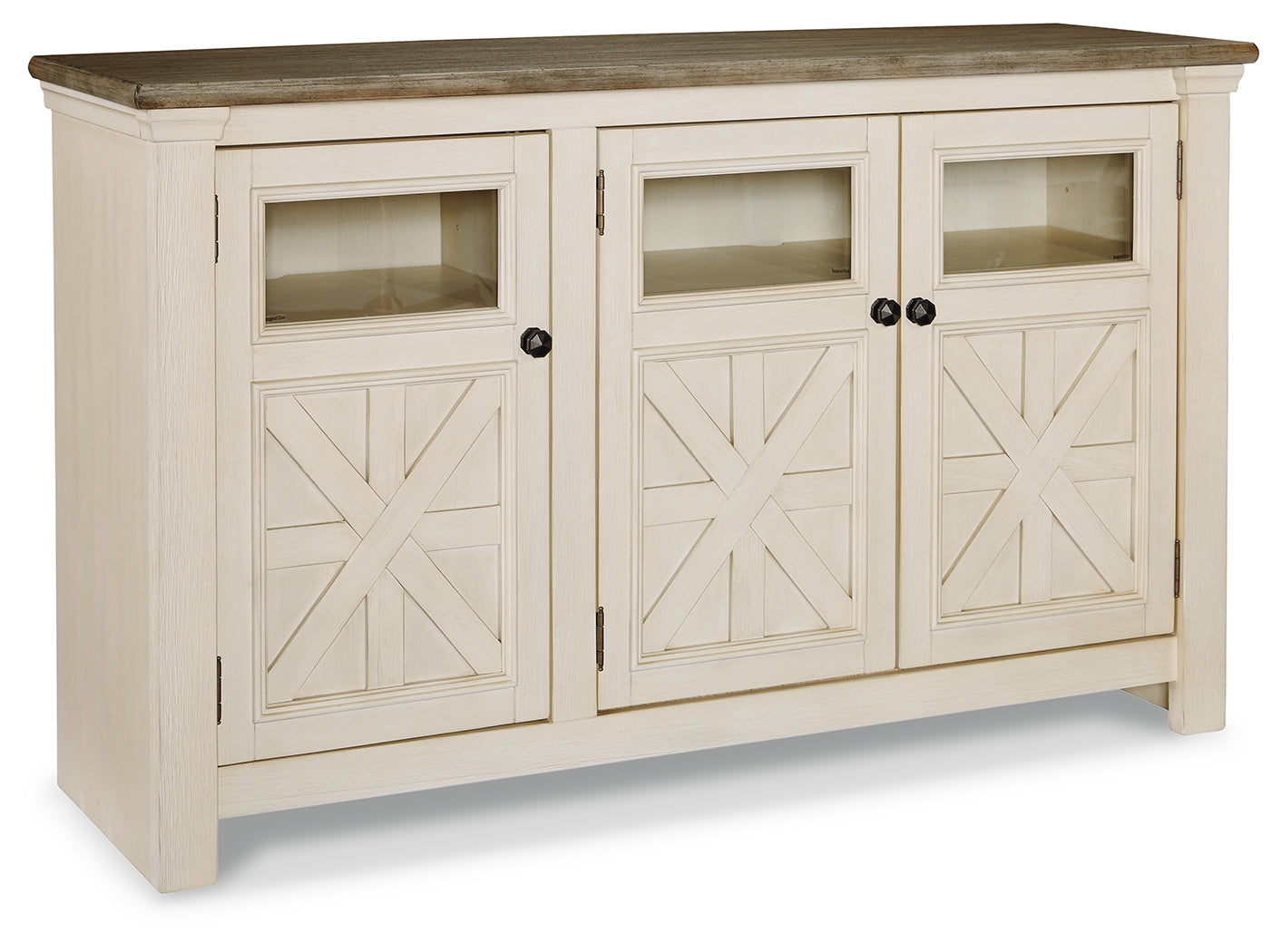 Furniture City Laplace - Ashley Furniture - Bolanburg 74" TV Stand - 60" / White/Weathered Gray - W647-38