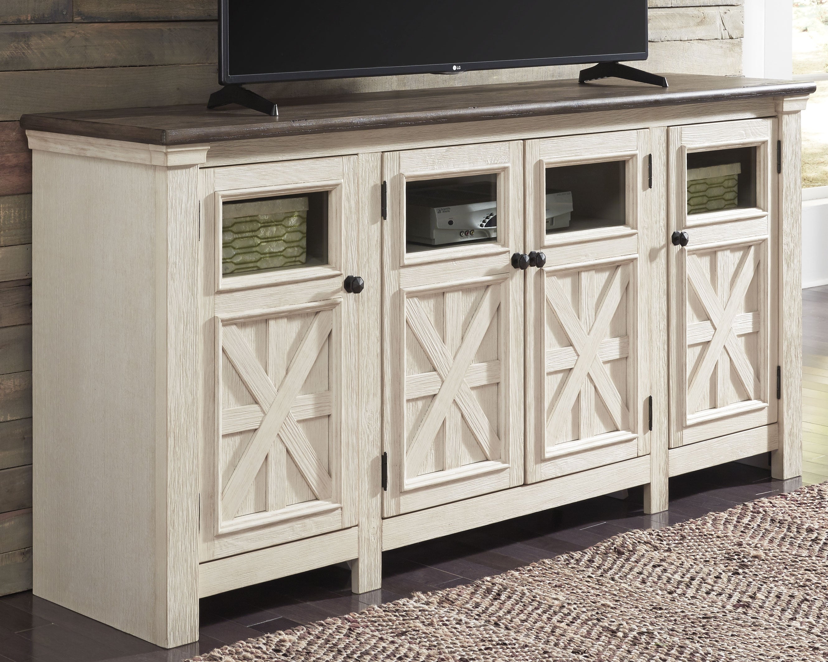 Furniture City Laplace - Ashley Furniture - Bolanburg 60" TV Stand - 60" / White/Weathered Gray - W647-38