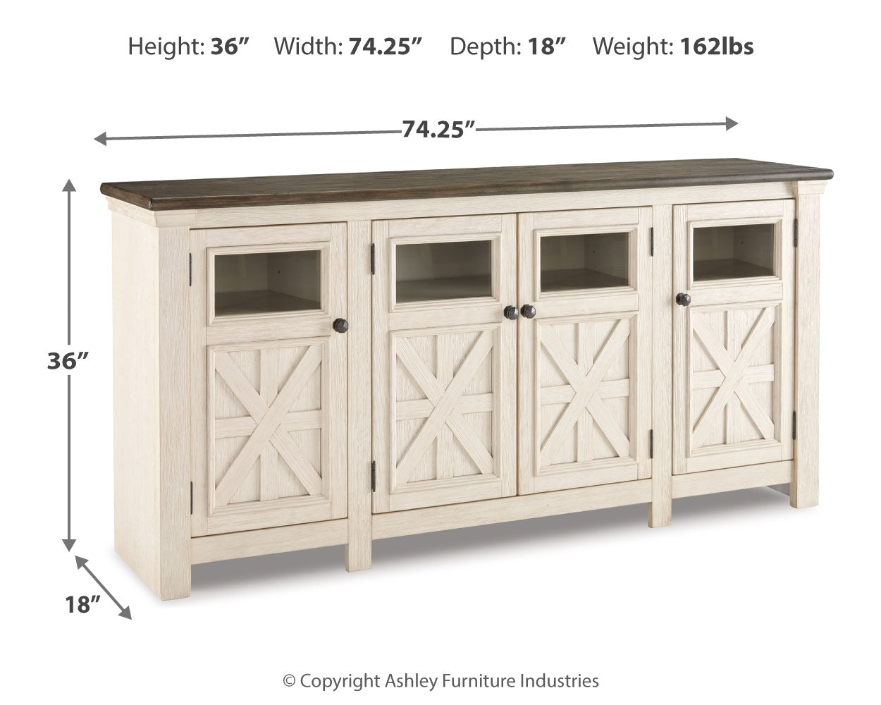 Furniture City Laplace - Ashley Furniture - Bolanburg 60" TV Stand - 60" / White/Weathered Gray - W647-38