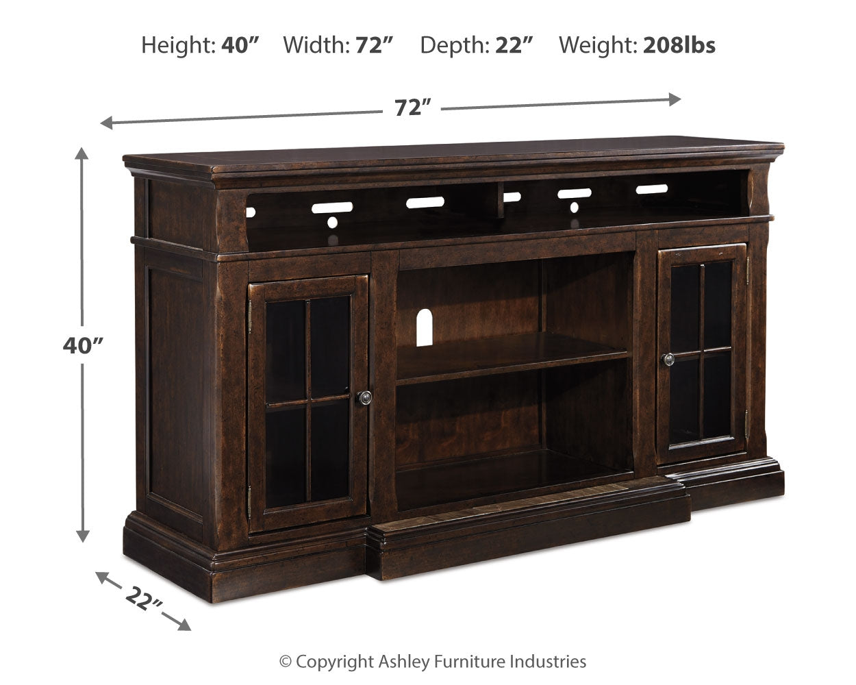 Furniture City Laplace - Ashley Furniture - Roddinton 72" TV Stand - 72" / Dark Brown - W701-88