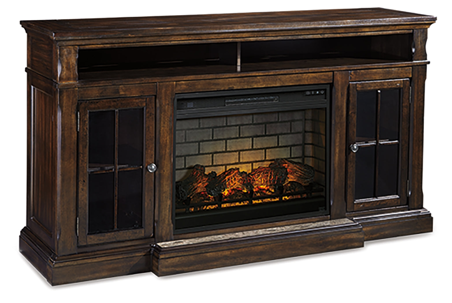 Furniture City Laplace - Ashley Furniture - Roddinton 72" TV Stand with Electric Fireplace - 72" TV Stand with Electric Fireplace / Dark Brown - W701W8