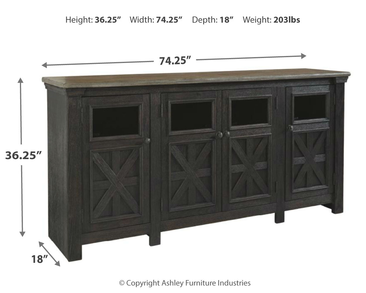 Furniture City Laplace - Ashley Furniture - Tyler Creek 74" TV Stand - 74" / Black/Gray - W736-68
