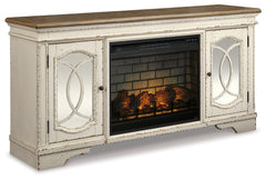 Furniture City Laplace - Ashley Furniture - Realyn 74" TV Stand with Electric Fireplace - 74" TV Stand with Electric Fireplace / Chipped White - W743W2