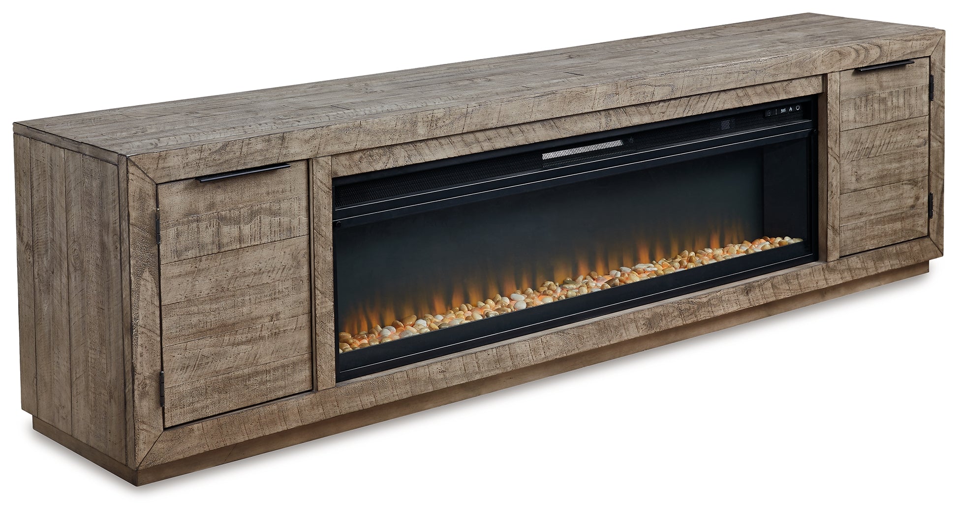 Furniture City Laplace - Ashley Furniture - Krystanza TV Stand with Electric Fireplace - TV Stand with Electric Fireplace / Weathered Gray - W760W1