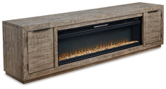 Furniture City Laplace - Ashley Furniture - Krystanza TV Stand with Electric Fireplace - TV Stand with Electric Fireplace / Weathered Gray - W760W1