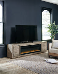 Furniture City Laplace - Ashley Furniture - Krystanza TV Stand with Electric Fireplace - TV Stand with Electric Fireplace / Weathered Gray - W760W1