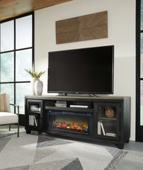 Furniture City Laplace - Ashley Furniture - Foyland 83" TV Stand with Electric Fireplace - 83" TV Stand with Electric Fireplace / Black/Brown - W989W1