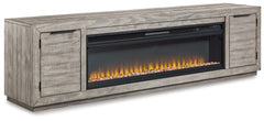 Furniture City Laplace - Ashley Furniture - Naydell 92" TV Stand with Electric Fireplace - 92" TV Stand with Electric Fireplace / Gray - W996W1