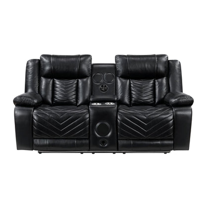 Huron - Power Double Reclining Loveseat With Center Console, Wireless Speakers, LED And Charging Ports