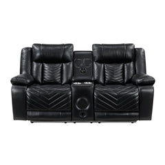 Huron - Power Double Reclining Loveseat With Center Console, Wireless Speakers, LED And Charging Ports