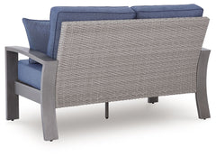 Half Moon Beach - Loveseat With Cushion - Blue / Gray