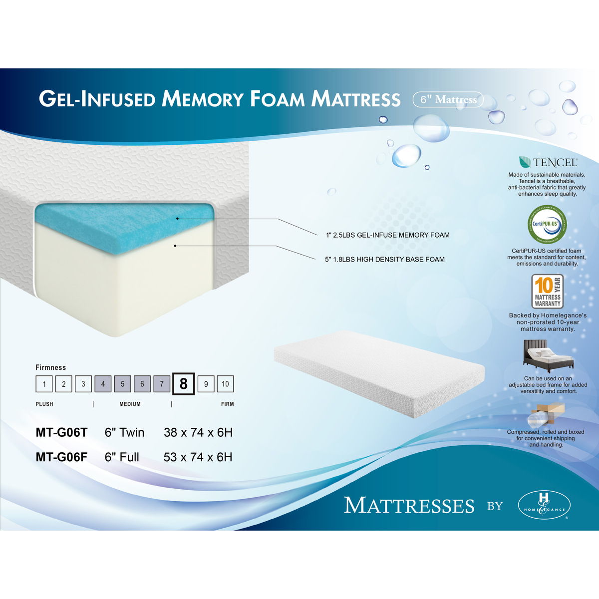 Altair - 6" Gel Infused Memory Foam Mattress