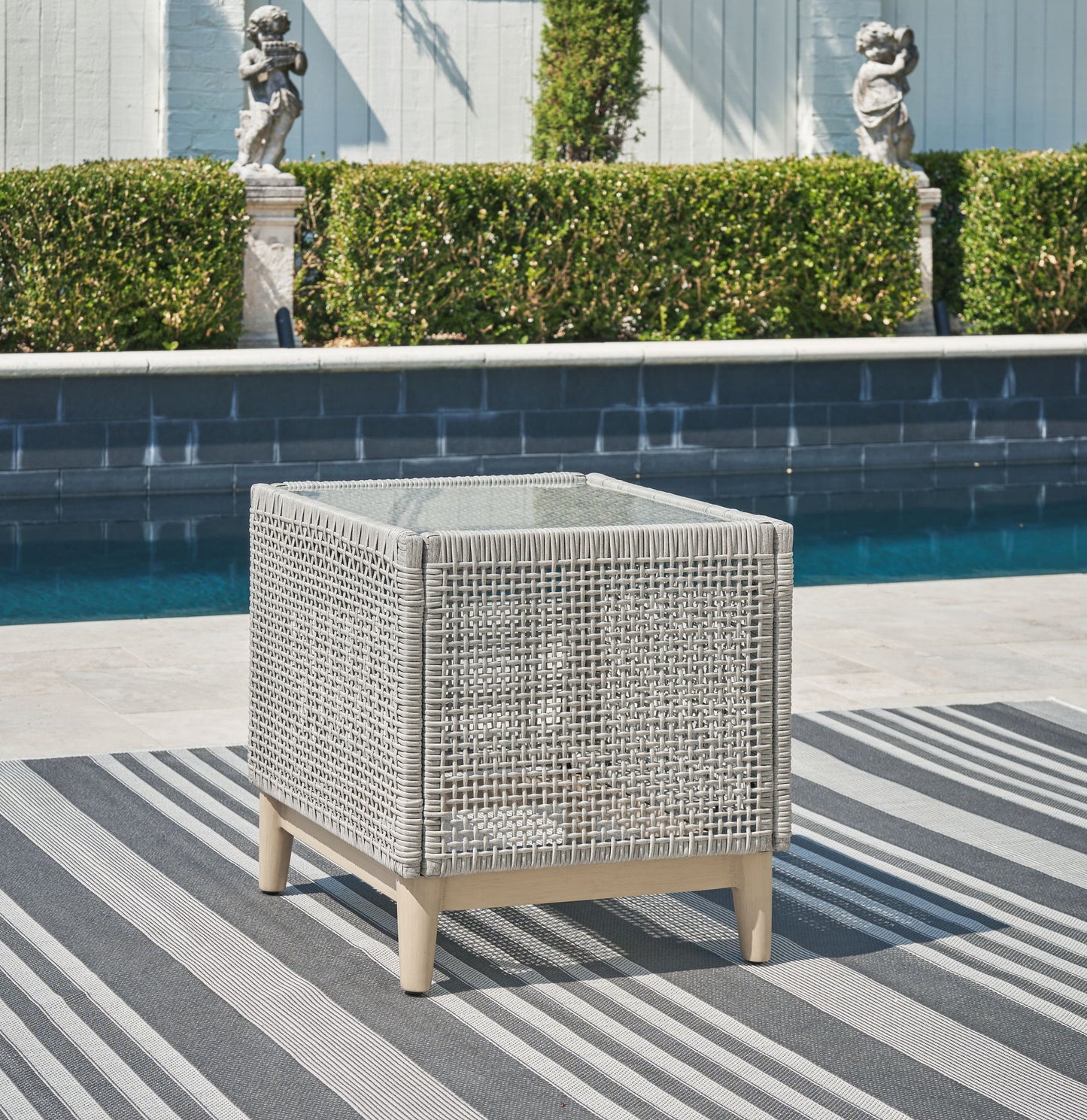 Seton Creek - Square End Table - Gray