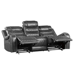 Putnam - Double Reclining Sofa With Center Drop-Down Cup Holders, Receptacles And USB Ports - Gray