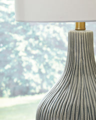 Judlen - Ceramic Table Lamp - Gray / Gold Finish