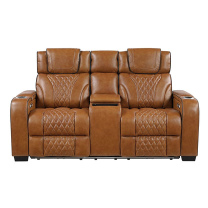 Apex - Power Double Reclining Loveseat With Center Console, Power Headrests, Storage Arms With Cup Holders, Wireless Charger, Air Massage And Heat, LED Lighting And Charging Ports