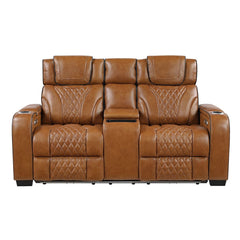 Apex - Power Double Reclining Loveseat With Center Console, Power Headrests, Storage Arms With Cup Holders, Wireless Charger, Air Massage And Heat, LED Lighting And Charging Ports