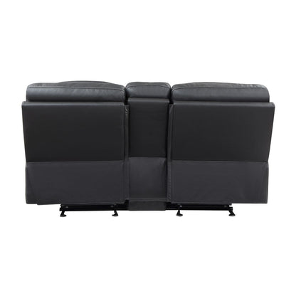 Fabian - Double Glider Reclining Loveseat With Center Console, Receptacles And USB Ports - 2-Tone Gray (Gray / Dark Gray)