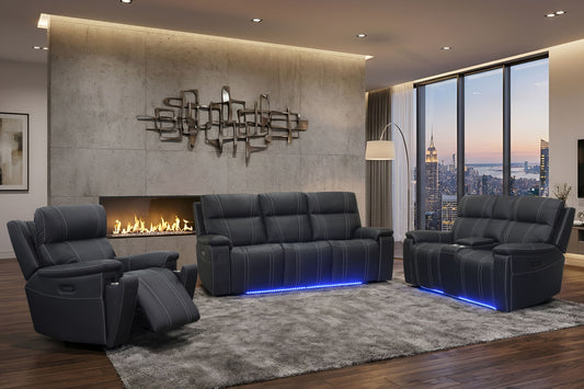 Hartley - Reclining Sofa With Power Footrest - Black