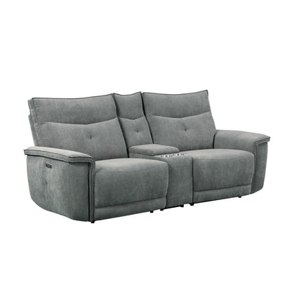 Tesoro - 3 Piece Power Double Reclining Loveseat - Dark Gray